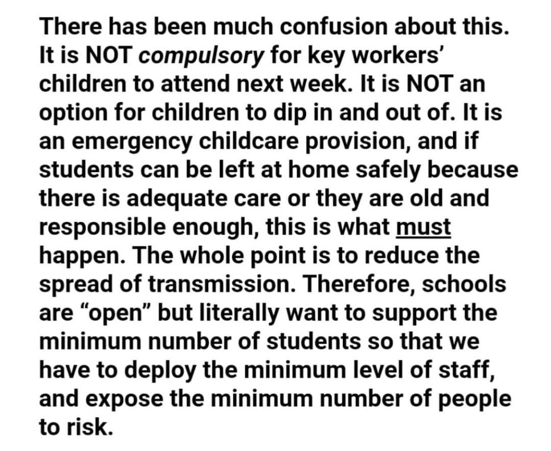 Can you read this and think seriously about whether you are putting your child and staff at risk by sending them to school?  #reducingrisk #parentcouncil