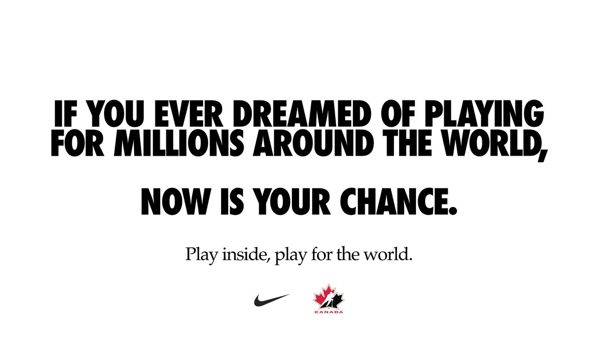 Now more than ever, we are one team. 🏒🇨🇦

Proud partner of <a href="/Nike/">Nike</a> | #playfortheworld