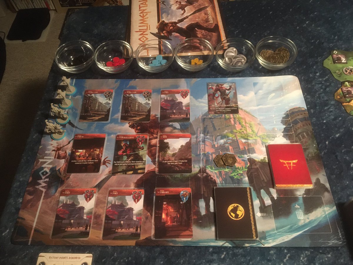 RemassogsRealm's tweet photo. #monumental @funforge . #musashi of #japan gets ready to take on #mulan of #china on the #plainsimple #2player map. #boardgames #tabletopgames #boardgaming #tabletopgaming #civilization #territorybuilding #deckbuilding #miniatures https://t.co/YSRsp030cI
