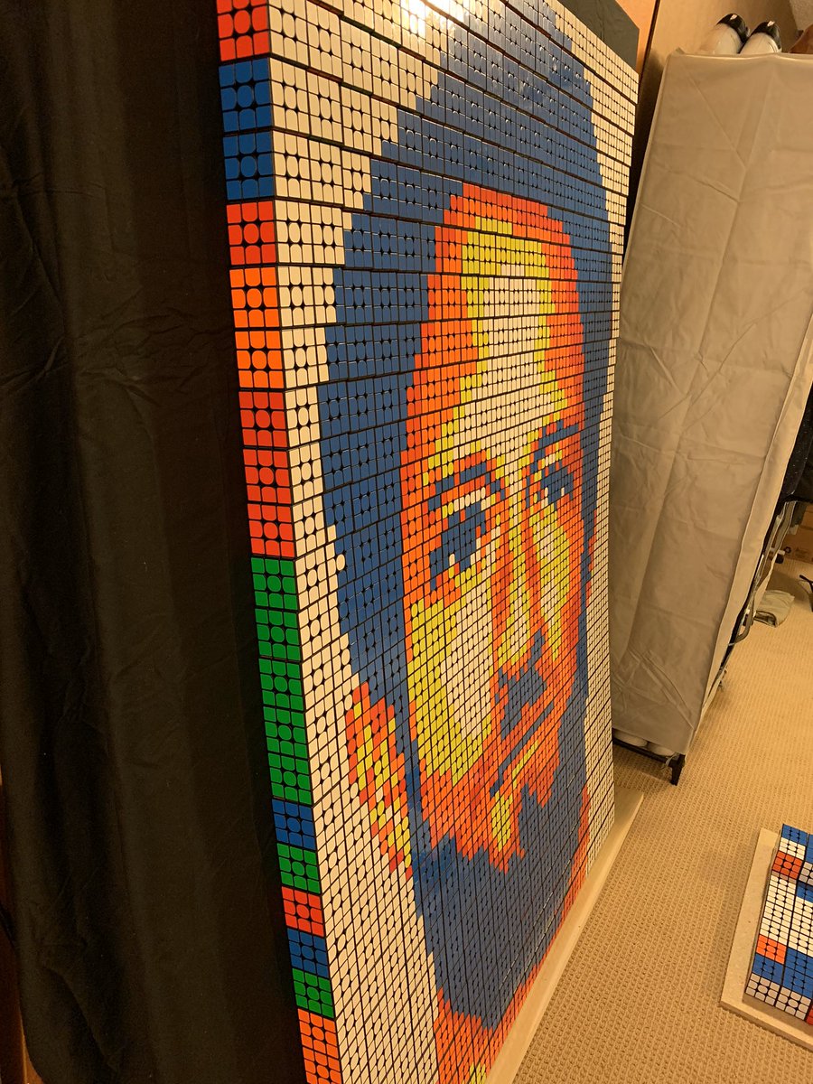 Alright Frankie, here’s a mural of @stoolpresidente using 630 Rubik’s cubes @barstoolsports @BarstoolUIowa #OneBite
