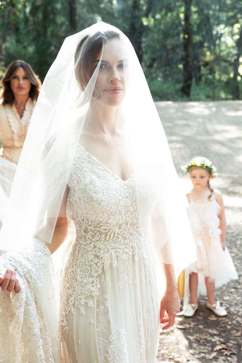 Hilary Swank married her long-term beau social venture entrepreneur Philip Schneider in an  @EllieSaab gown   #fashion  #style  #luxury 