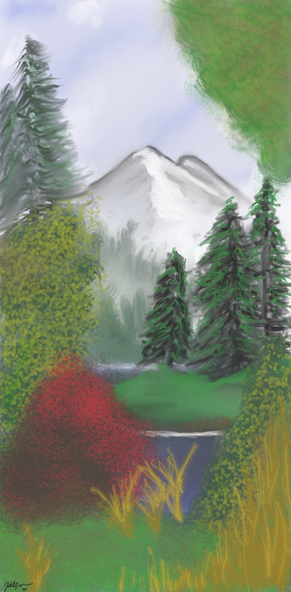 Thanks to the late great #bobross for helping me survive this lockup. S20Ep1 - Mystic Mountain. Not bad for my first painting!!!!! #QuarantineActivities #Ididntknowicoulddothat