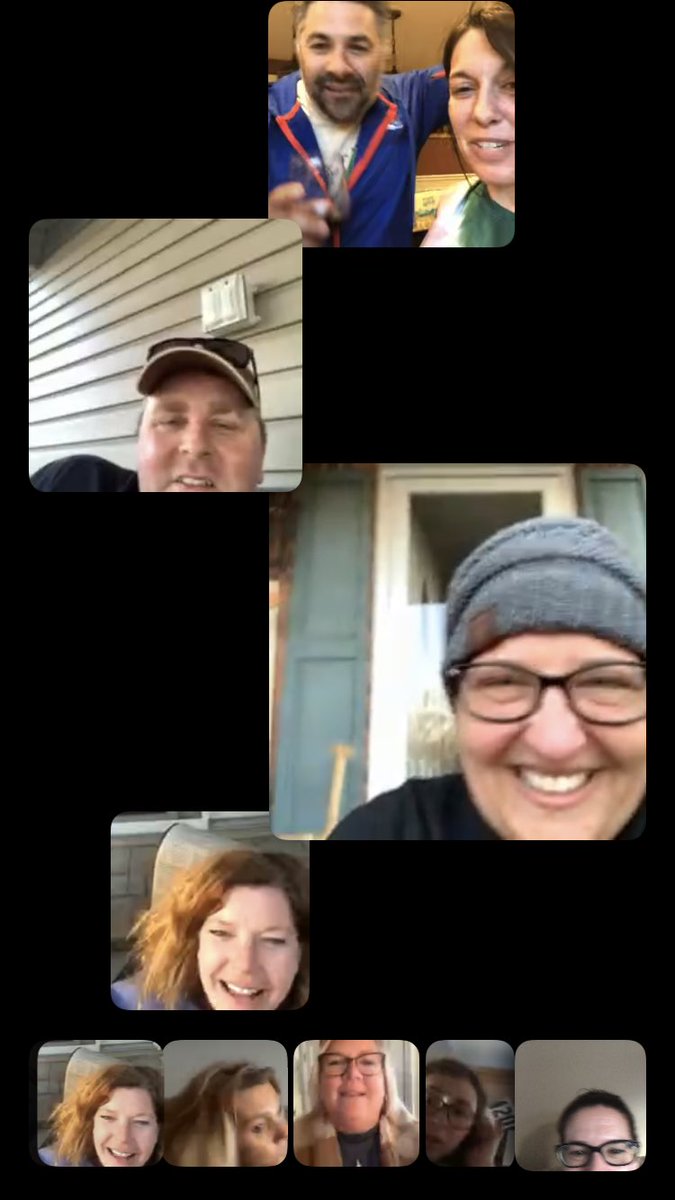 Jamiecarlino's tweet photo. When you miss your work friends, you FaceTime the whole crew!!!  I love my IMS family!!  We got this!  We’ll see each other soon!! 💜💛 https://t.co/OPxol0nNME