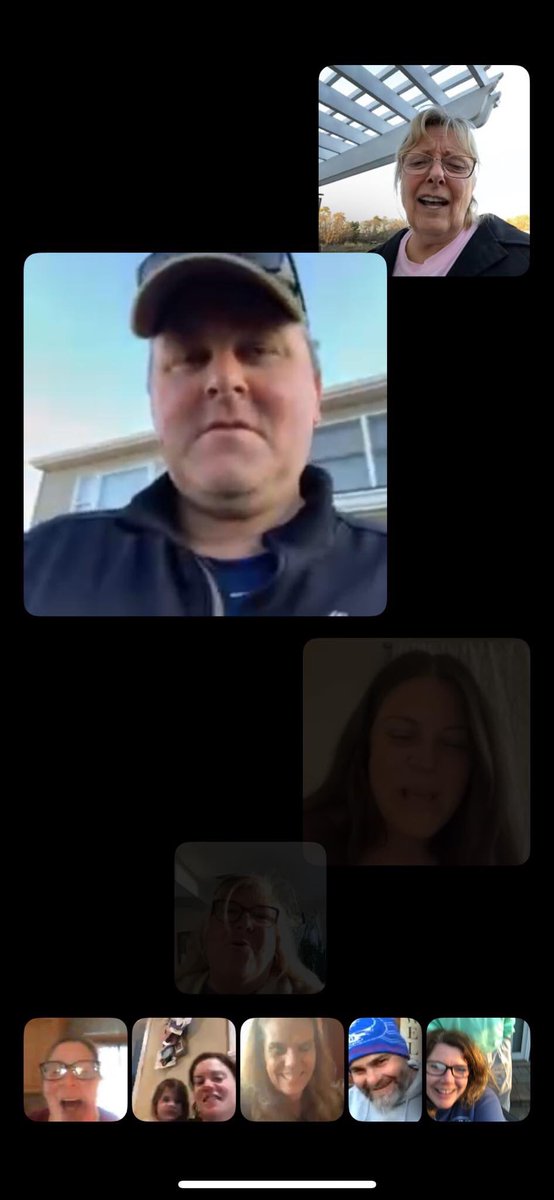 Jamiecarlino's tweet photo. When you miss your work friends, you FaceTime the whole crew!!!  I love my IMS family!!  We got this!  We’ll see each other soon!! 💜💛 https://t.co/OPxol0nNME