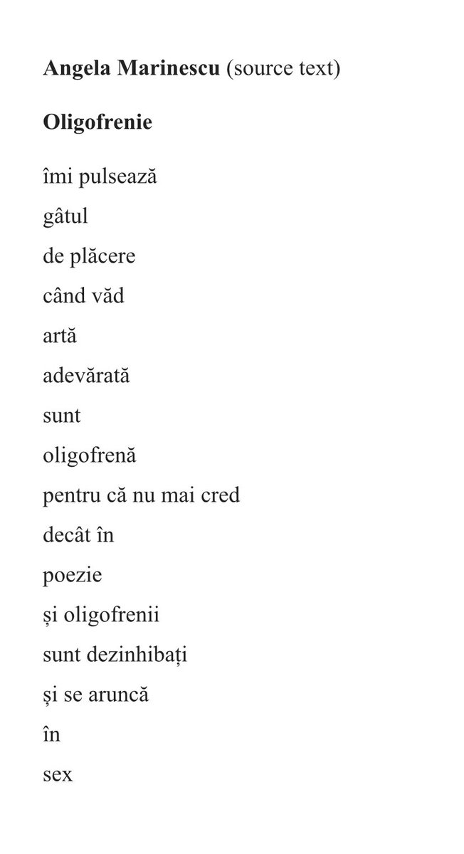 Here’s “Oligophrenia” by Romanian Poet Angela Marinescu, published in  @PlumePoetry.  #InternationalPoetryCircle #WorldPoetryDay