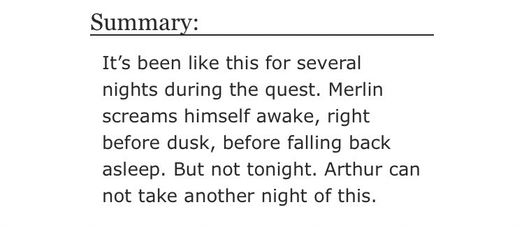 • Still Our Hearts by Val_Creative - merlin/arthur - Rated T - canon era, angst, comfort - 443 words https://archiveofourown.org/works/3423194 