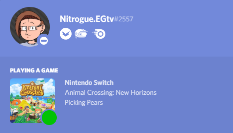 NintenBots's tweet photo. Excited to be playing the new Animal Crossing and want to let all of your @discordapp friends know you're on your island and ready to mingle? SwitchRPC's game library has been updated to support Animal Crossing: New Horizons!

https://t.co/srS1RRQ2Z8 https://t.co/6qP7Y0jTwL