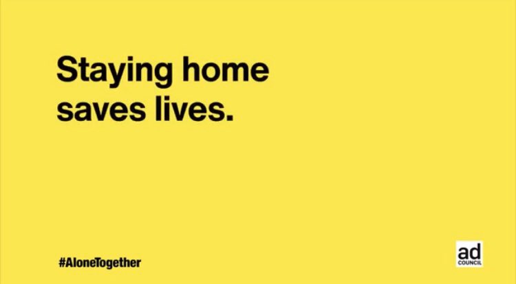 PaulKadak's tweet photo. “Stay home!”: ad running regularly now on TV here in #NewYork and across the #US keeps the message simple. 1 in 4 Americans are now urged to stay home as the number of #US #COVID19 cases rises past 21,000. Latest on #7NEWS. https://t.co/QDDDNR81xt