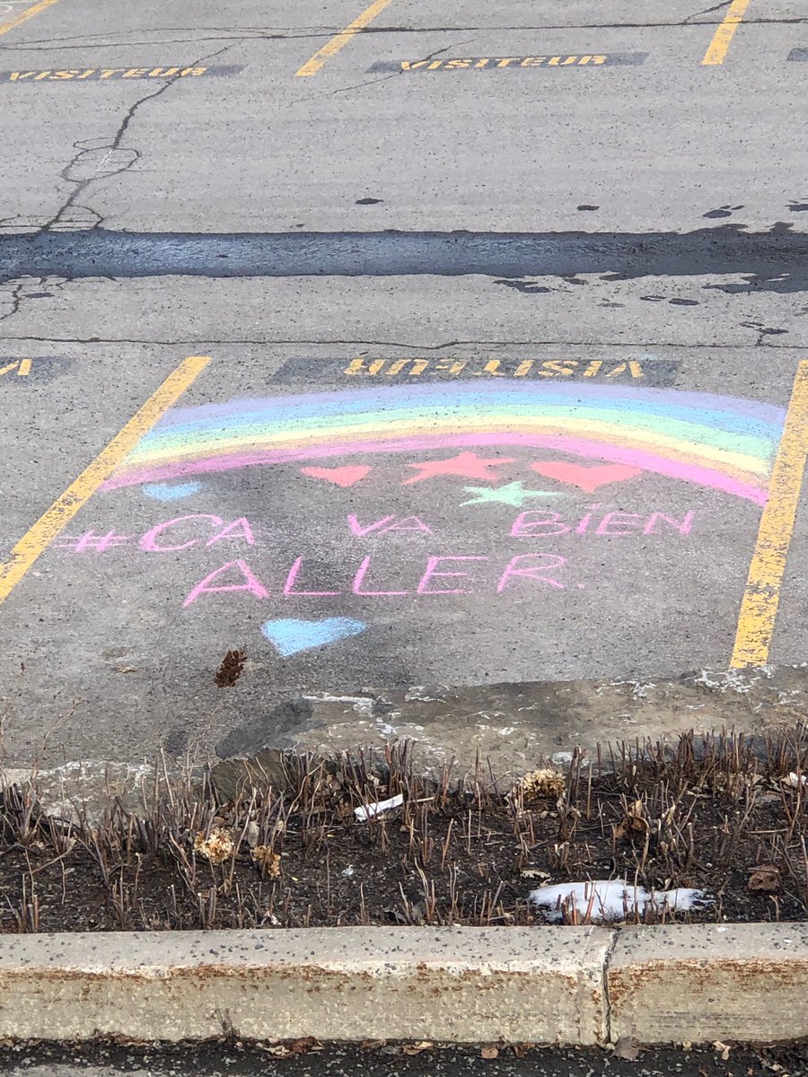 Quebecers getting creative, playing tic-tac-toe by phone with their great-grandparents outside their building &amp; sending messages of love. #cavabienaller #COVID19