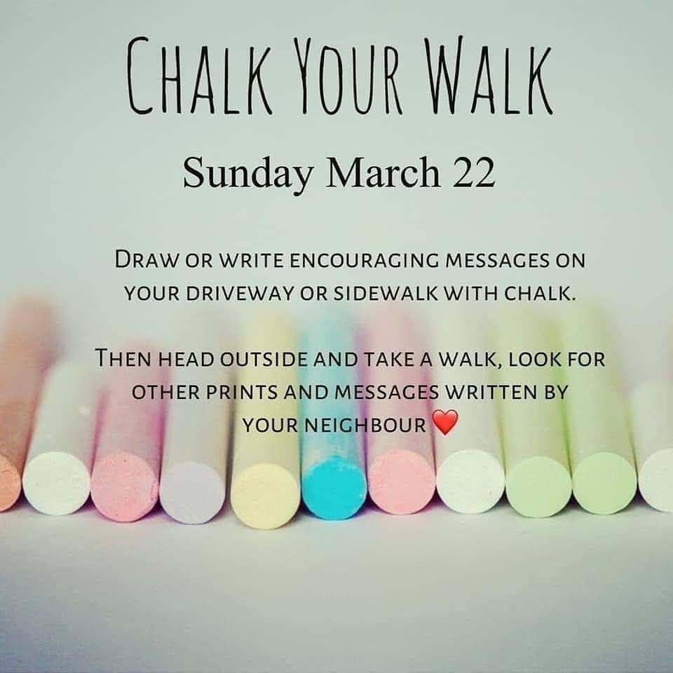 Alright Cornwall, time to show us what you got! Share pictures of what you draw/see!
Remember to keep your distance from others, wash your hands, and stay home as much as possible. #CornwallChalk #CornwallON