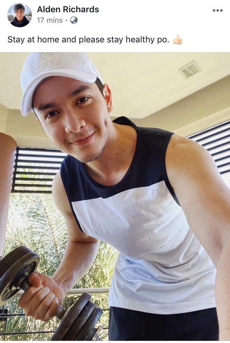 Good morning paps,  @aldenrichards02 It's good to know that ur staying home,taking care of urself& keeping safe with ur family & enjoying a lovely weather while working out.Late ako mag-post ng updates mo coz RL has taken over for now.Blessed Sunday. Keep safe. #AldenRichards
