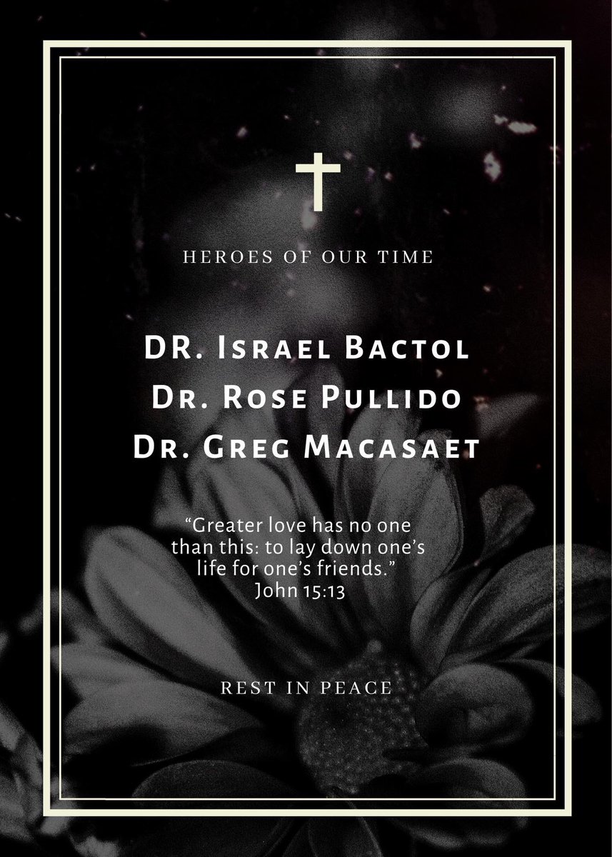 PAUlovesMOM's tweet photo. Lasallian Doctors at the frontlines of the COVID-19 Response have fallen.

May their ultimate sacrifice inspire us to do all our actions for the love of God and our community.

Rest in peace, Lasallian heroes. https://t.co/IESfLE6Mhz