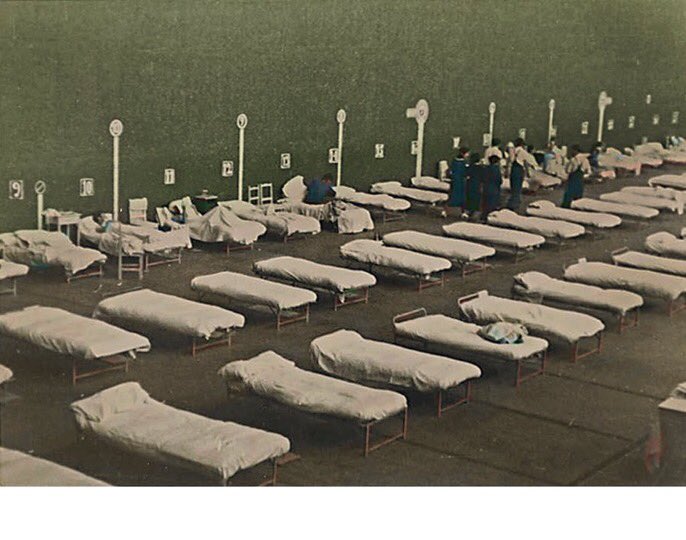 latinapaterson's tweet photo. Madrid, Hospital en el Frontón Recoletos (1936-1939). Hospital en IFEMA (2020). https://t.co/LI4N76pz79
