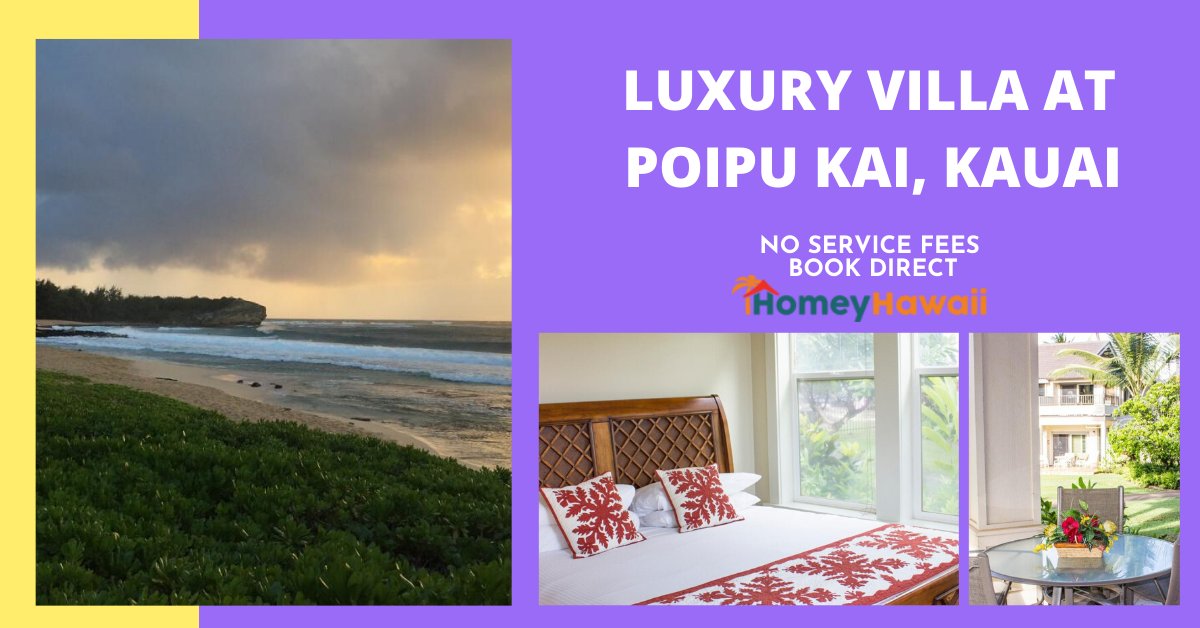 HomeyHawaii's tweet photo. This fantastic 3 BR / 3 BATH villa sleeps up to 9 people and is very reasonably priced. The newest resort in Poipu Kai boasts luxury amenities that you will not find in neighboring complexes.  https://t.co/2GFccSxY5h #mauicondo #VacationRentals #HawaiiVacationRentals #BookDirect https://t.co/hc0fjpnkba