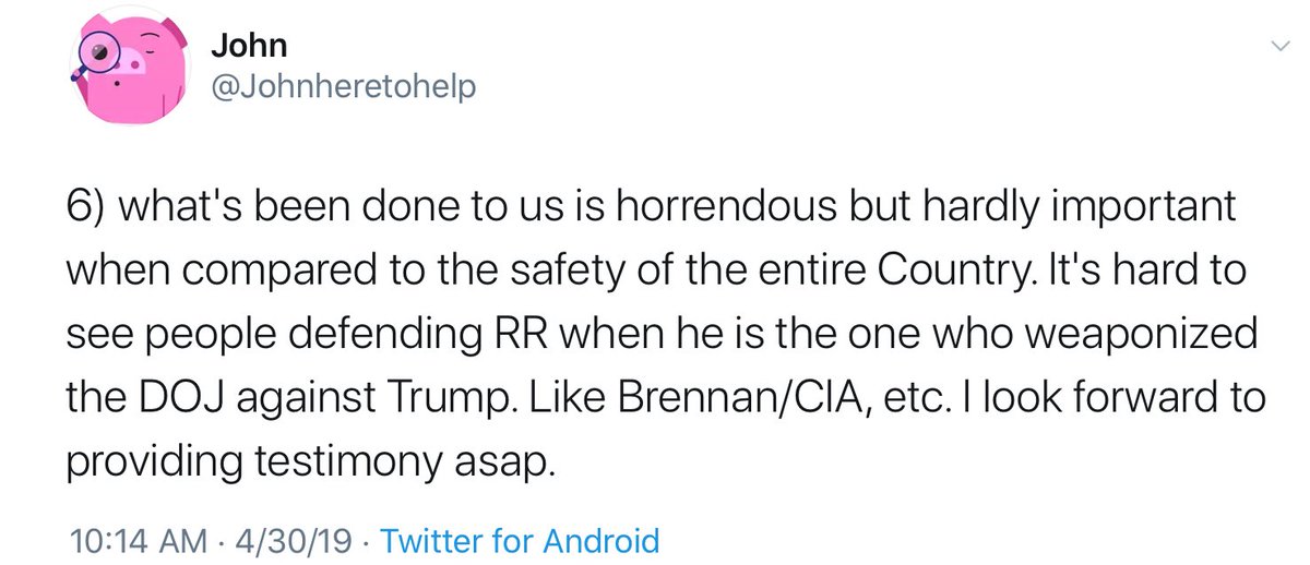 Thread to Document Information/Posts From  #Whistleblower  #Patriot  @Johnheretohelp March 15, 2019 - March 2020 @POTUS  https://twitter.com/dmills3710/status/1237194129538519040