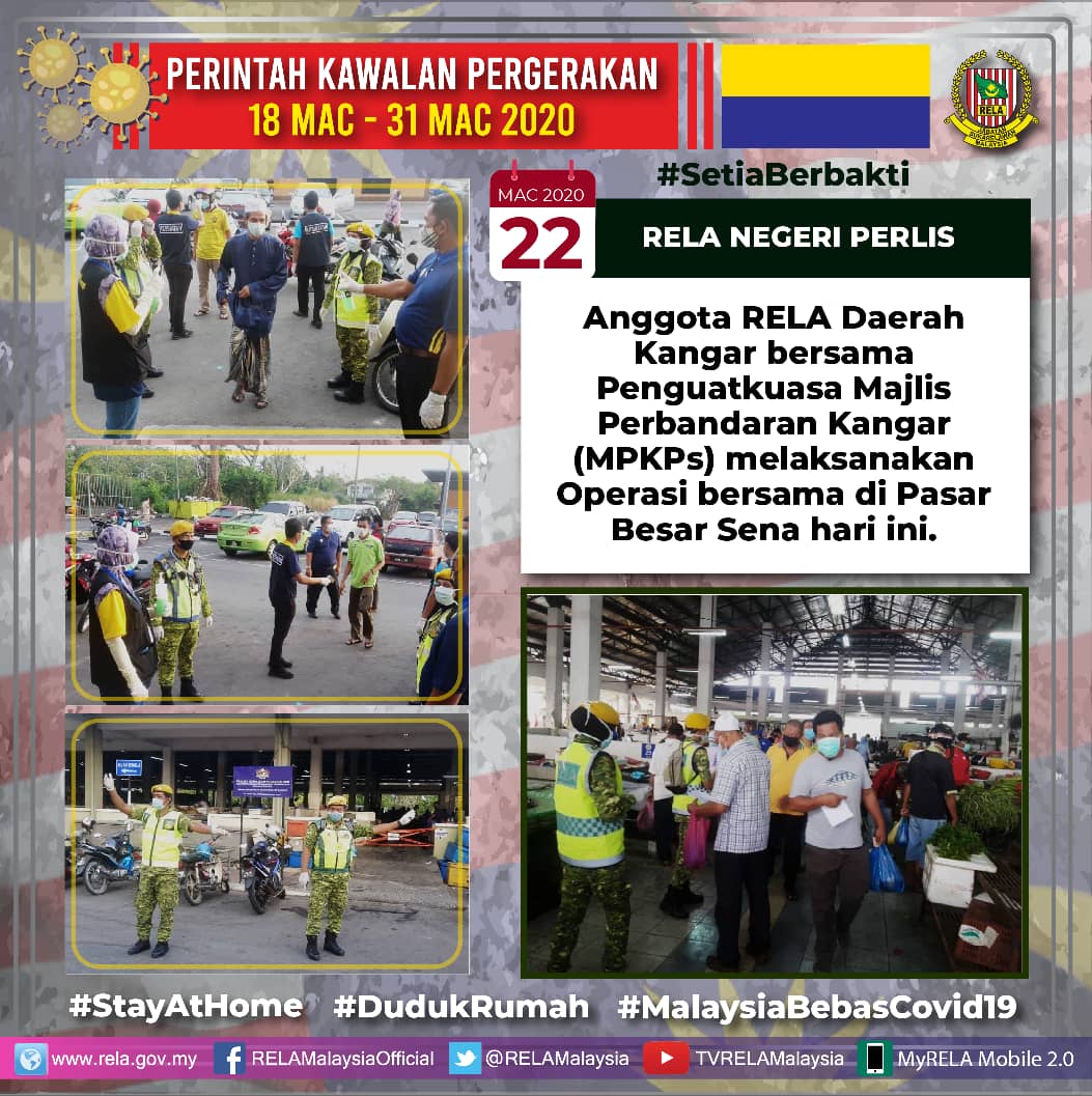 relasisptss's tweet photo. Anggota RELA Daerah Kangar melakukan tugasan bersama MPKPs dan agensi terlibat di Pasar Besar Sena pagi ini..
#inforelasisptss
#RELAPerlis
#RELAMalaysia
#KKM
#MKN
#MPKPs
@PerlisAktif
@relamalaysia
@kamarudin_rapig https://t.co/D5AaZwJ36z