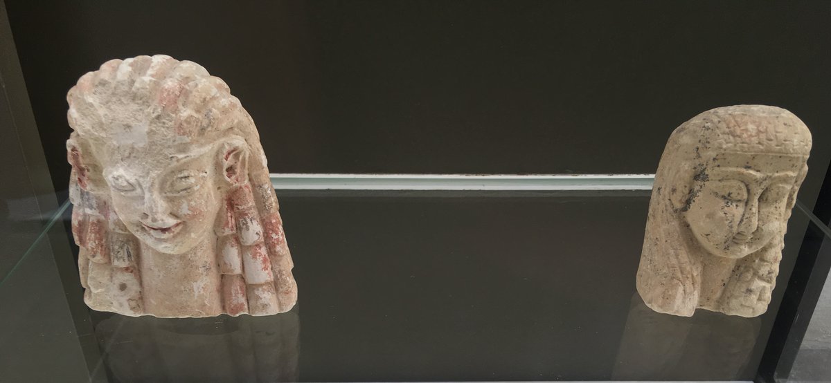 Two 6th c. BCE grinning masks from #Carthage practicing appropriate social distancing. Bardo National Museum, Tunis.