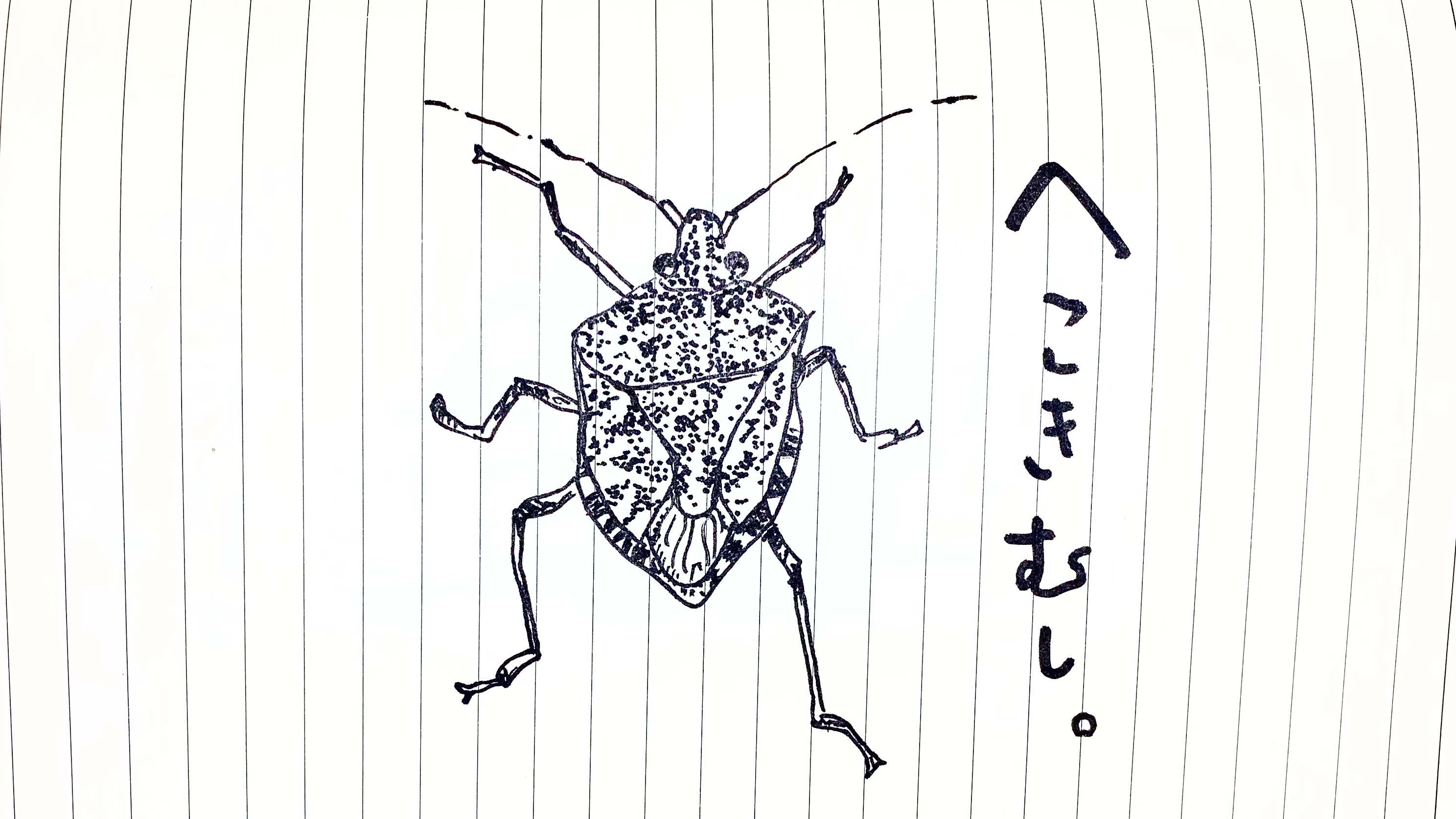 ヒロ福地 北海道放言 へこきむし 名詞 カメムシのこと この虫はしょっちゅう家の中に入り込む 悪臭を放つので取る際には細心の注意が必要 ちなみに１ ２ミリの隙間があれば侵入できるので 網戸と窓の間から簡単に入ってくる へっぴり虫とも