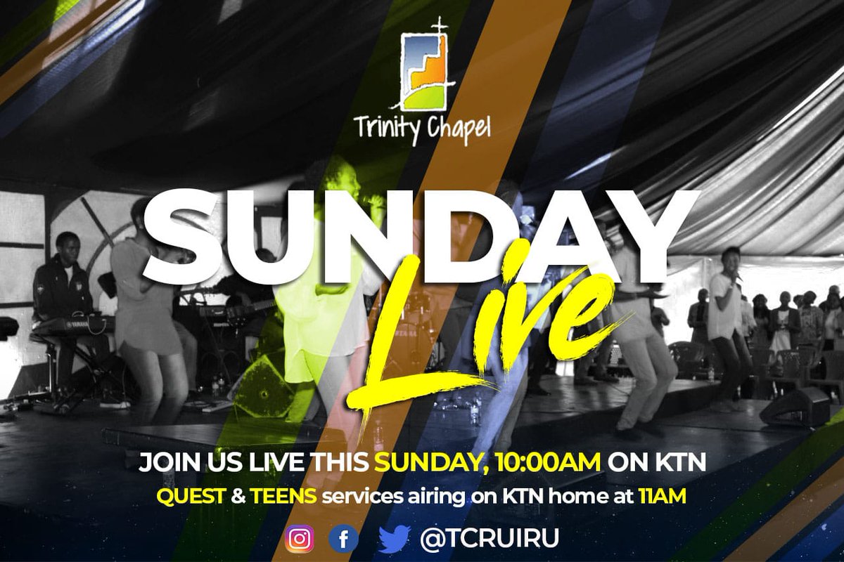 Thuosteve's tweet photo. This morning we join the Nairobi Chapel family at 10am-11am for family service, followed by Children/NextGen service from 11am-Noon. Both on KTN
@tcruiru @Joegachira @NicholasKamonye @Ywamucii @MartinMMunene @davidjumbi @OSylvester8 @FMadanga @Musarek @HarunMugendi https://t.co/0Gesngd0d7