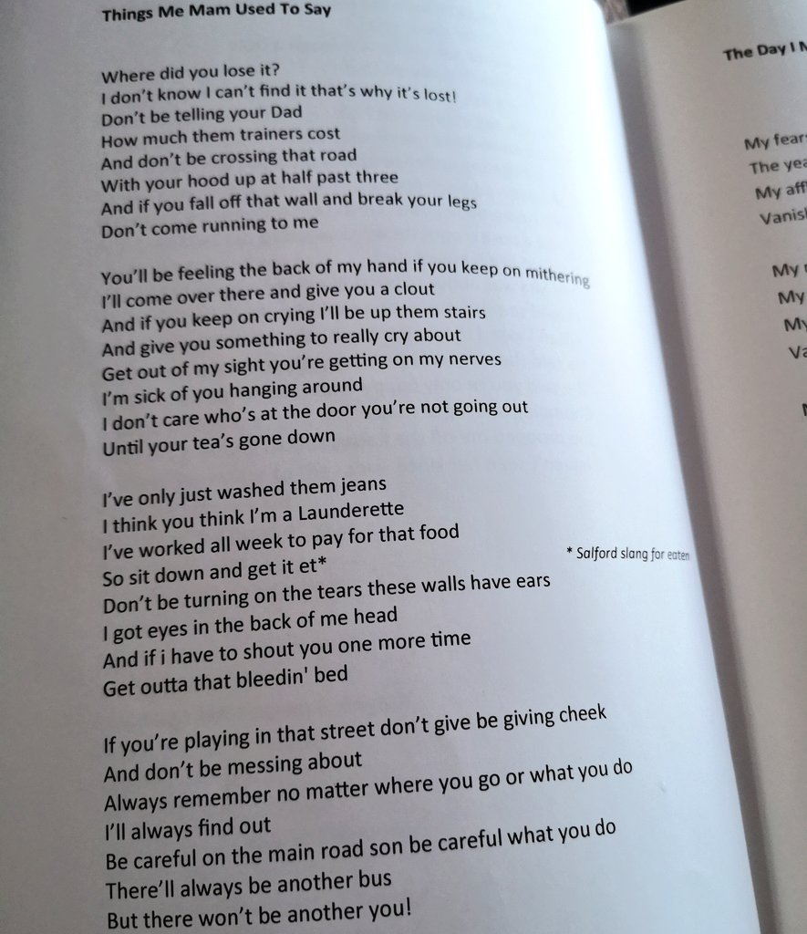 Poem by @JB_Barrington 👌

Things me Mam used to to say

This poem is universal
#HappyWomensDay2020