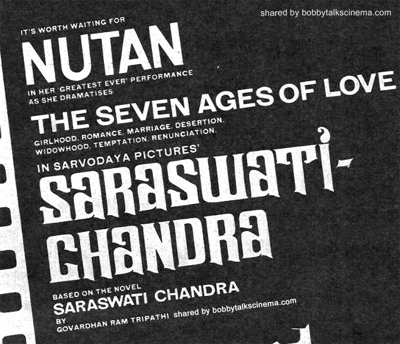 bobbytalkcinema's tweet photo. #BTC #Exclusive #RareShares #InnovativePosters
Notice 7 ages of #Love in the life of a woman mentioned in (#Filmfare) poster of #SaraswatiChandra (1968) feat #Nutan in d lead.
The film was based on d same titled novel by Govardhan Ram Tripathi.
#BobbySing #BobbyTalksCinemaDotCom https://t.co/VKPO6Pxc7G