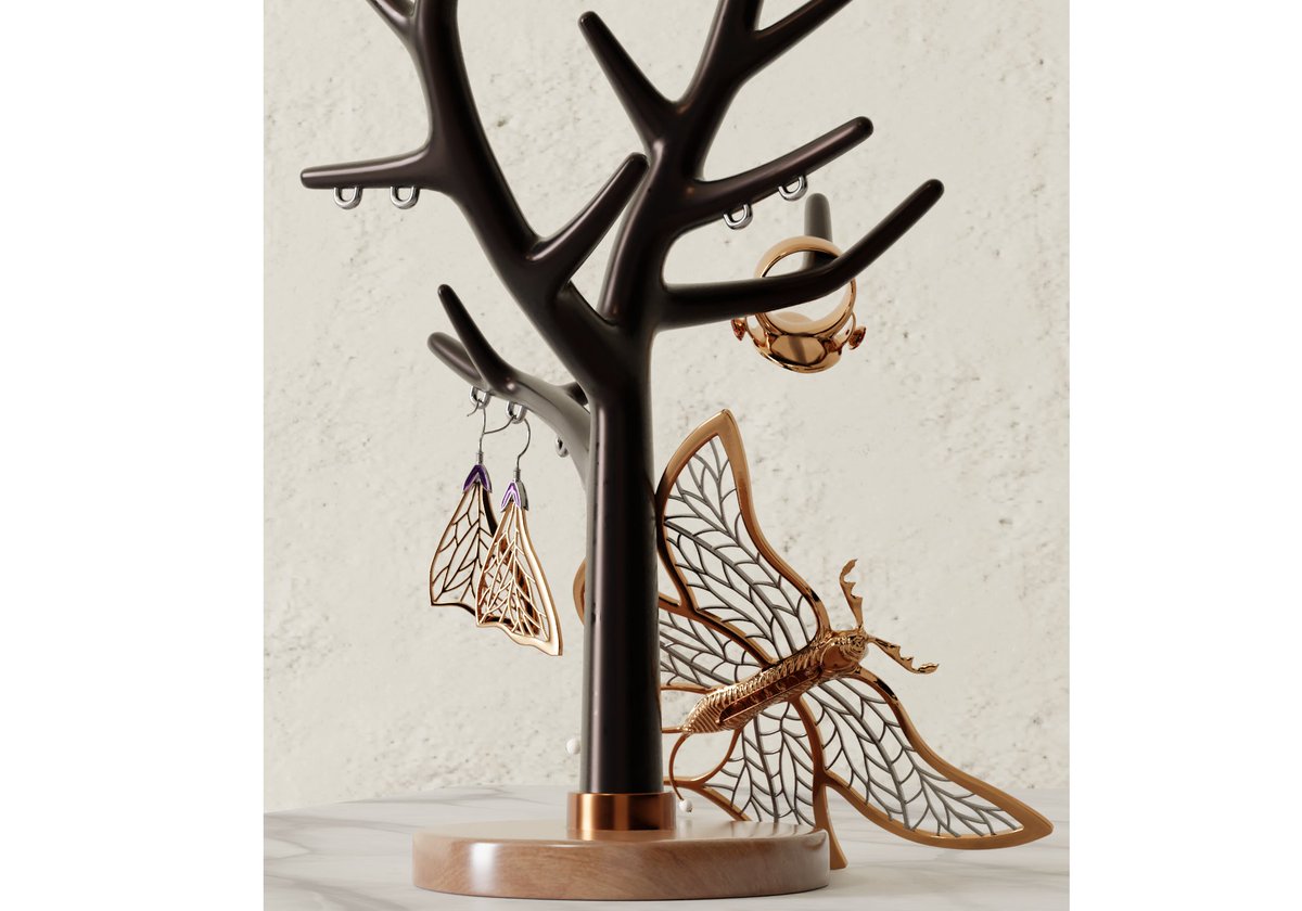 A more creative work that time ! Some jewels inspired from… insects.

Materials are not very realistic, but I still have a looooot of things to learn. So, see you for the next project ! 😉