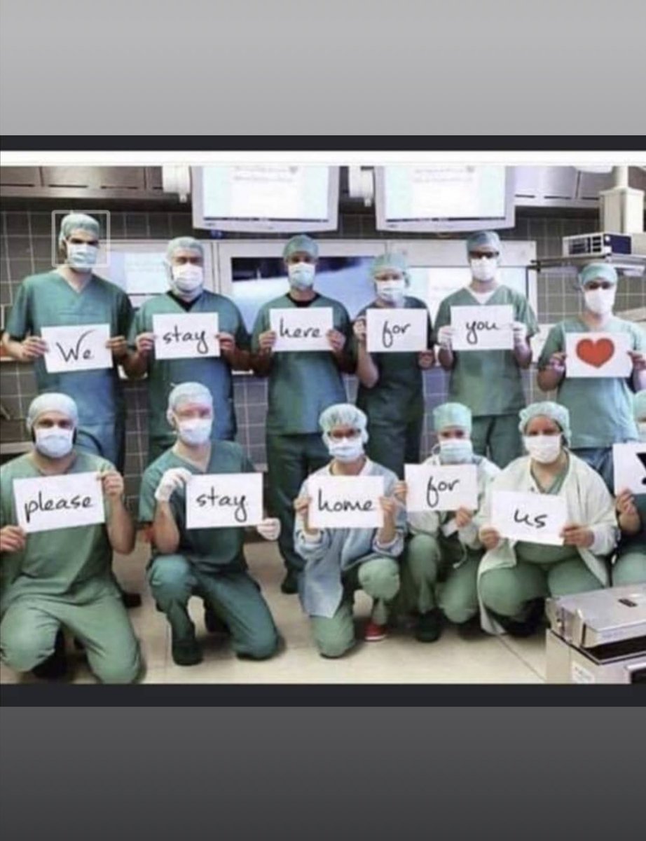 I don’t know the originator, but I love and absolutely endorse the message. 

“We stay here for you. Please stay home for us.” 

#COVIDー19