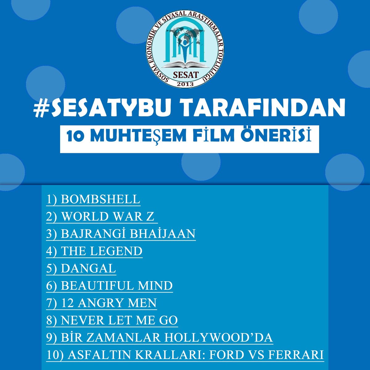 ybu_SESAT's tweet photo. Günün yorgunluğundan ertelediğimiz onca şeyi şimdi yapma vakti! Kendinize, yanınızdakilere vakit ayırma vakti. HAYDİ! Senin için hazırladığımız, kaliteli zaman geçirmek için önerdiğimiz 10 Muhteşem Film Önerisi'ne göz at. 😍 #evdekal #ybu #aybü https://t.co/SwgJyk8PVJ