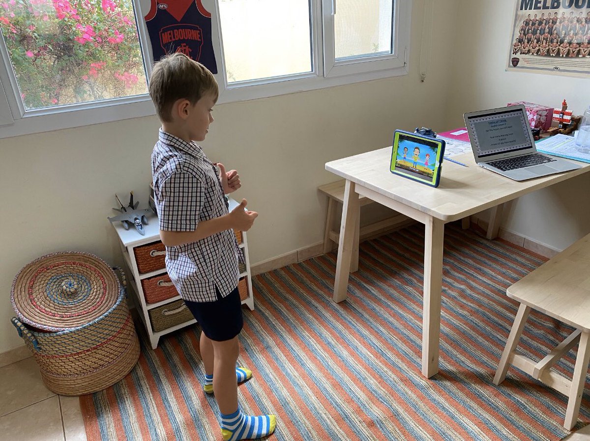 DBS_Year2's tweet photo. Jack has started his distance learning with a wake up and shake up, ‘Tooty Ta’ style! @DubaiBritishSch #beginsatdbs https://t.co/58EFGFuzfl