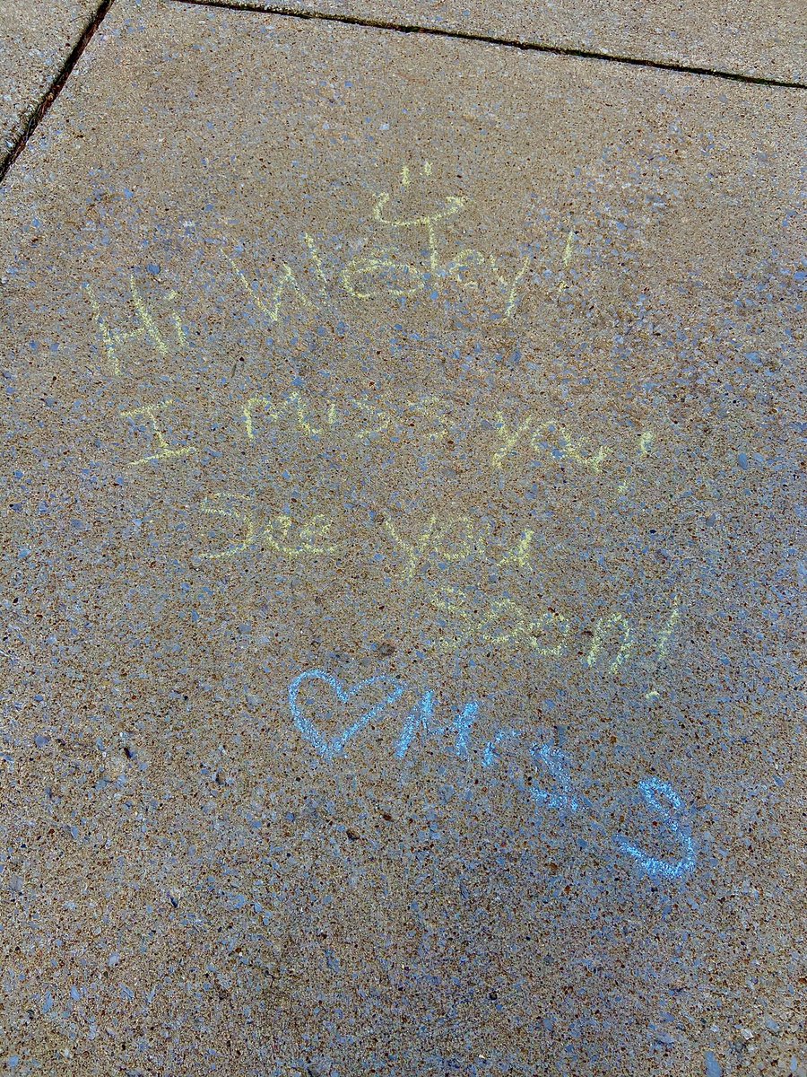 What a great little “Hello” from <a href="/GTESchafluetzel/">Mrs. S Green Tree</a>. These things mean so much more to the students than words on the pavement ❤️🐊👩🏼‍🏫. - but definitely way more than 6 feet away from the house! 😂 <a href="/GTEgators/">GreenTree Elementary</a>