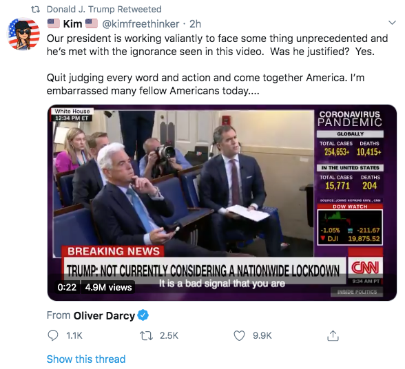 Earlier tonight, Trump retweeted a QAnon account.