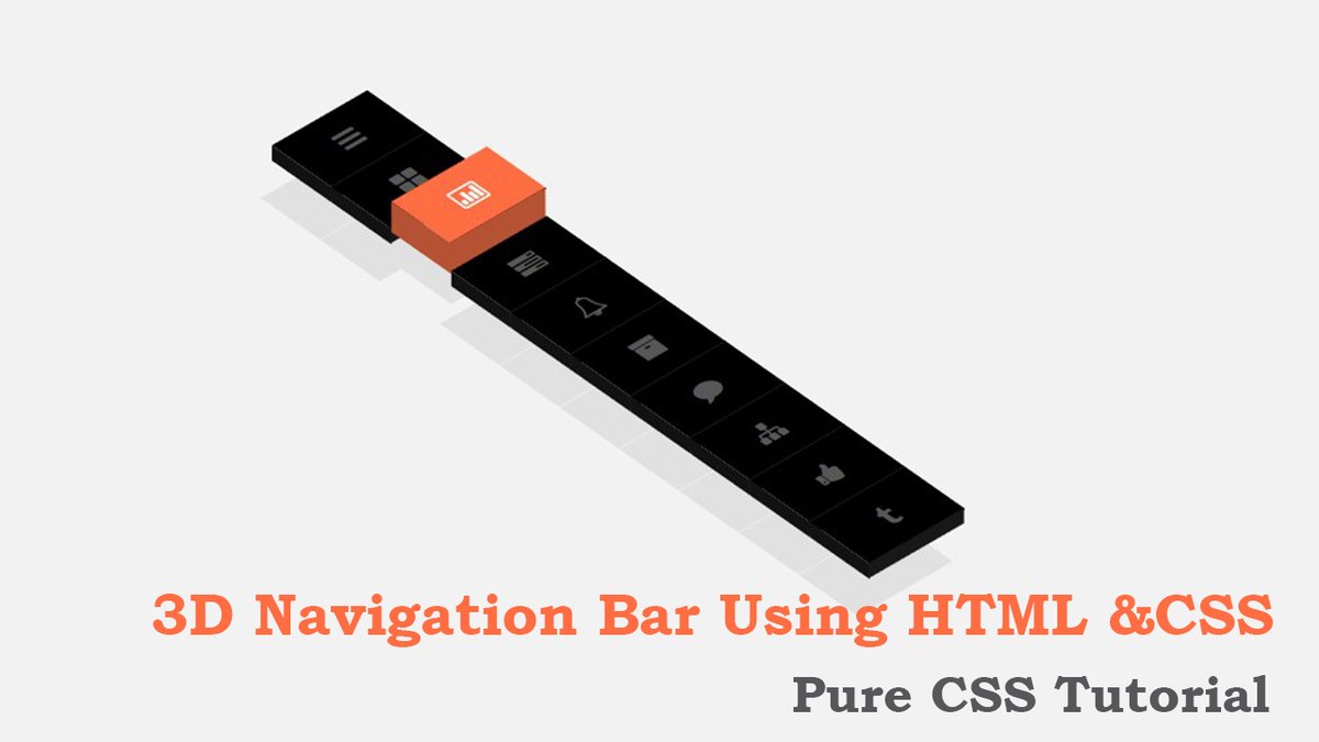 WebDevSaifAdil's tweet photo. 3D Navbar Using HTML &amp; CSS 

Video - https://t.co/hxyqJlQfff

#bootstrap #html #css #javascript #FrontEnd #design #website #webdev #rwd #responsive #UI #tutorials #web #animation #jQuery #plugin #CodeGoals #codingisfun #100DaysOfCode https://t.co/84dlV8OOoK