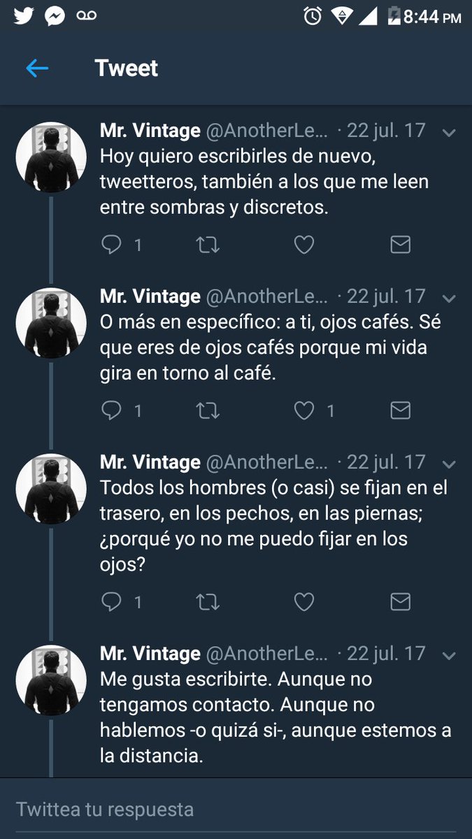 _Vlelar's tweet photo. Tenía una cuenta que hice en 2009.
Publicaba poesía n' horny stuff. La borré y aquí estoy decidido a compartirles mi joya más valiosa de aquella cuenta.

Enjoy. https://t.co/kRMXo2dmZY