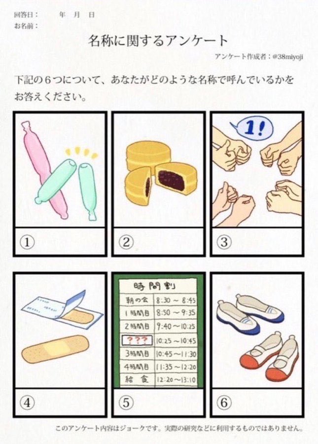 1.ぱぴこ(もはや商品名)
2.今川焼き
3.指スマ
4.カットバン 
5.中休み
6.シューズ

中休みは小学校の時だけだったわ……懐かしい……もう1回作ってくれや……??? 