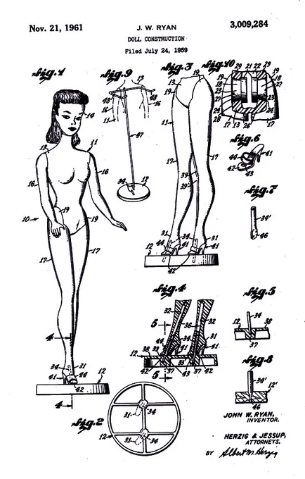 Patent application for the Barbie doll. 