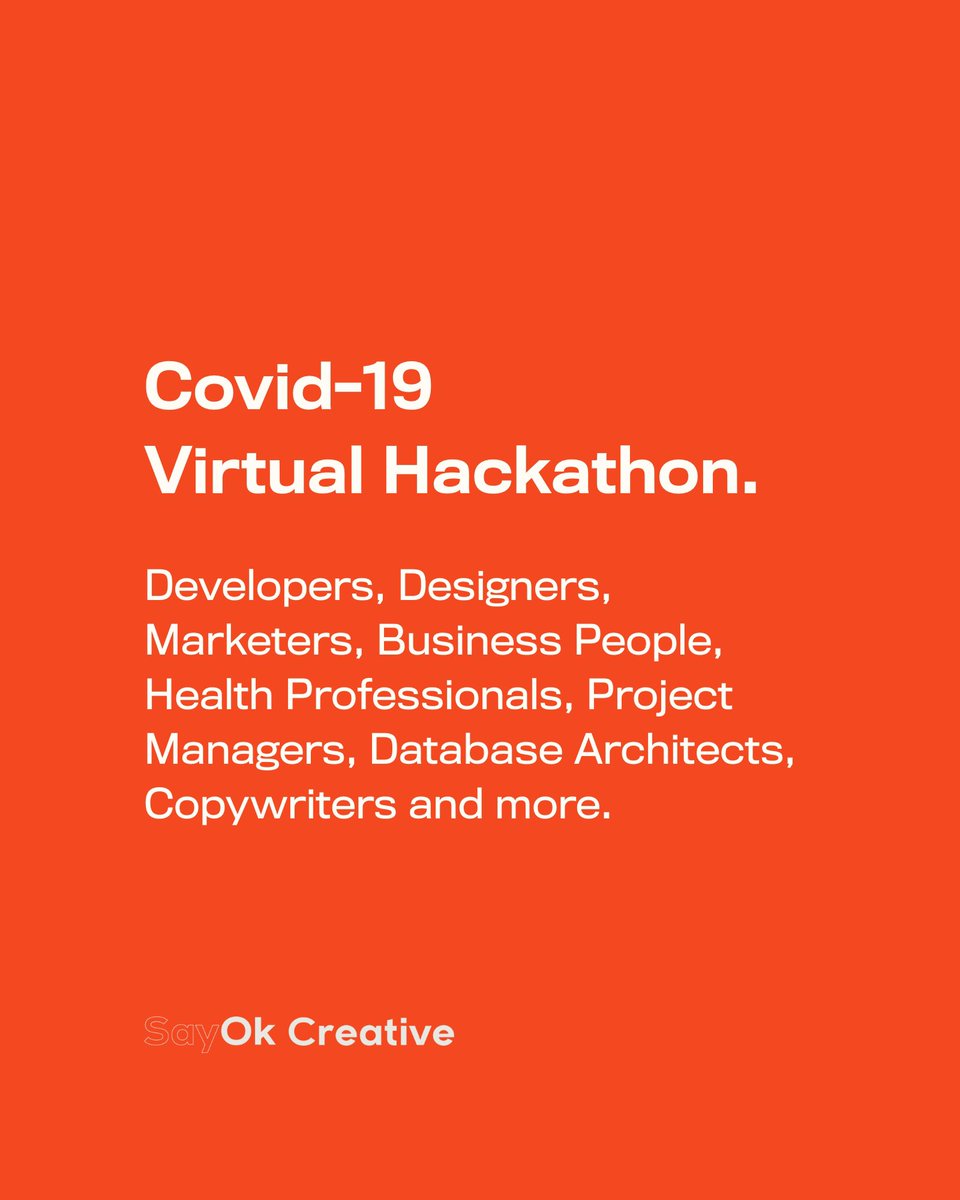 JaydenSzekely's tweet image. Who is interested in helping fight Covid-19 through tech and innovation?

Sign up today at cutt.ly/covidhackathon 

#hackathon #hackathons #virtualhackathon #covid_19 #innovation #covid19hackathon #designer #developer