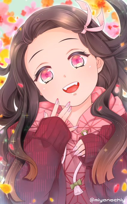 📛ちぃさんがTwitterに投稿した竈門禰豆子(鬼滅の刃)のイラスト。