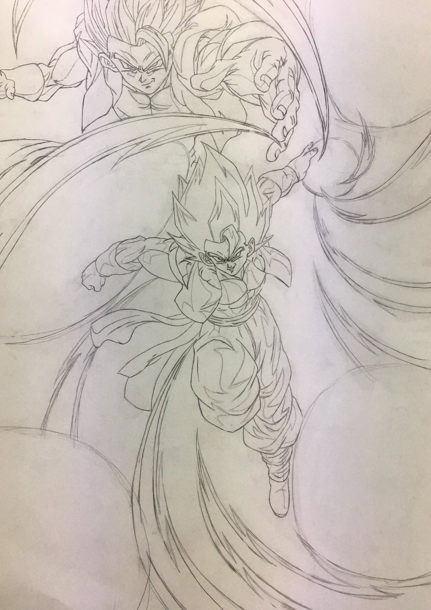 ドラゴンボール ゴジータの集合絵も少しづつ描き始めました カワヒラ のイラスト