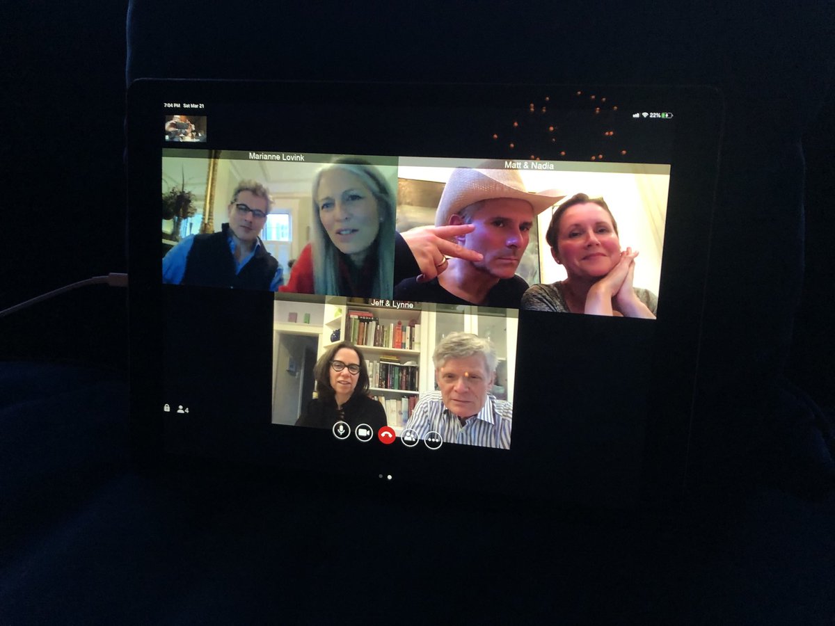 AntonAtStantec's tweet photo. Virtual Cocktails in Philadelphia with 7 of my favorite people. Cancelled dinner. Did takeout and met over our first vidcon social. Conversation highly topical and insightful. Thank you all for being in our lives #virtualcocktails #stayconnected https://t.co/o8mRywlYDl
