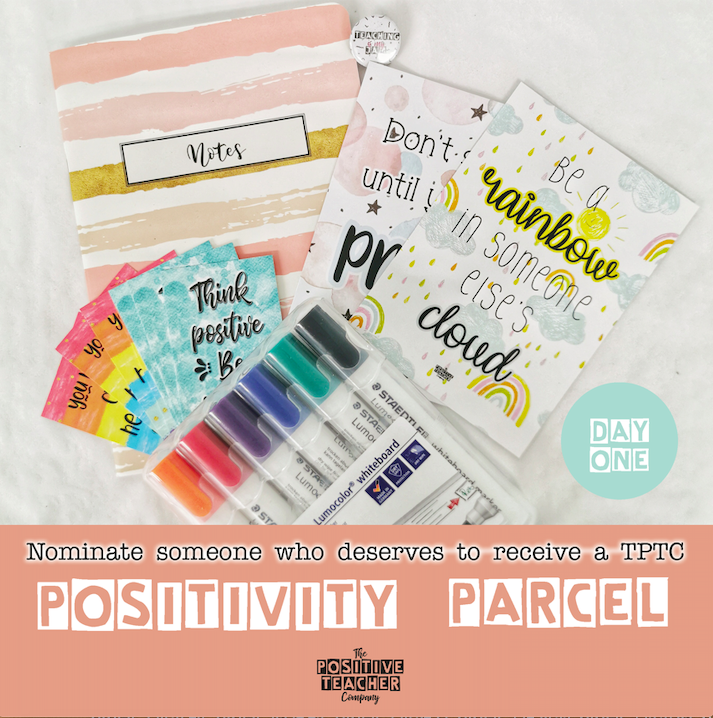 RT to win! Positivity Parcel full of teacher goodies, sent to a teacher buddy of your choice! Make somebody's day; spread some joy; surprise happy mail! 

There's a different Positivity Parcel to be won EVERY DAY until 27.03.20. Enter each day on Insta &amp; Facebook too! Good luck!