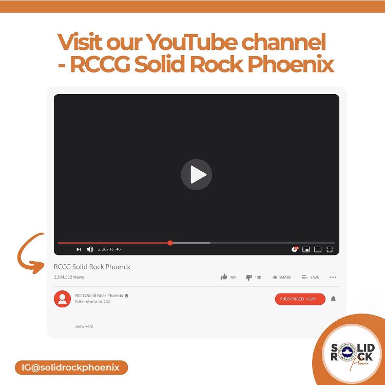 SolidRockPhx's tweet photo. You can join us online via our YouTube channel to never miss a moment of service.
.
Click this link https://t.co/asFzlJch8O.

Sunday service starts from 10:30 am to 12:30 am.
.
. .
.
.
.
#Solidrockphoenix #christian #christians #christianquotes #christianquote #christianity https://t.co/OBKqHXFYgy