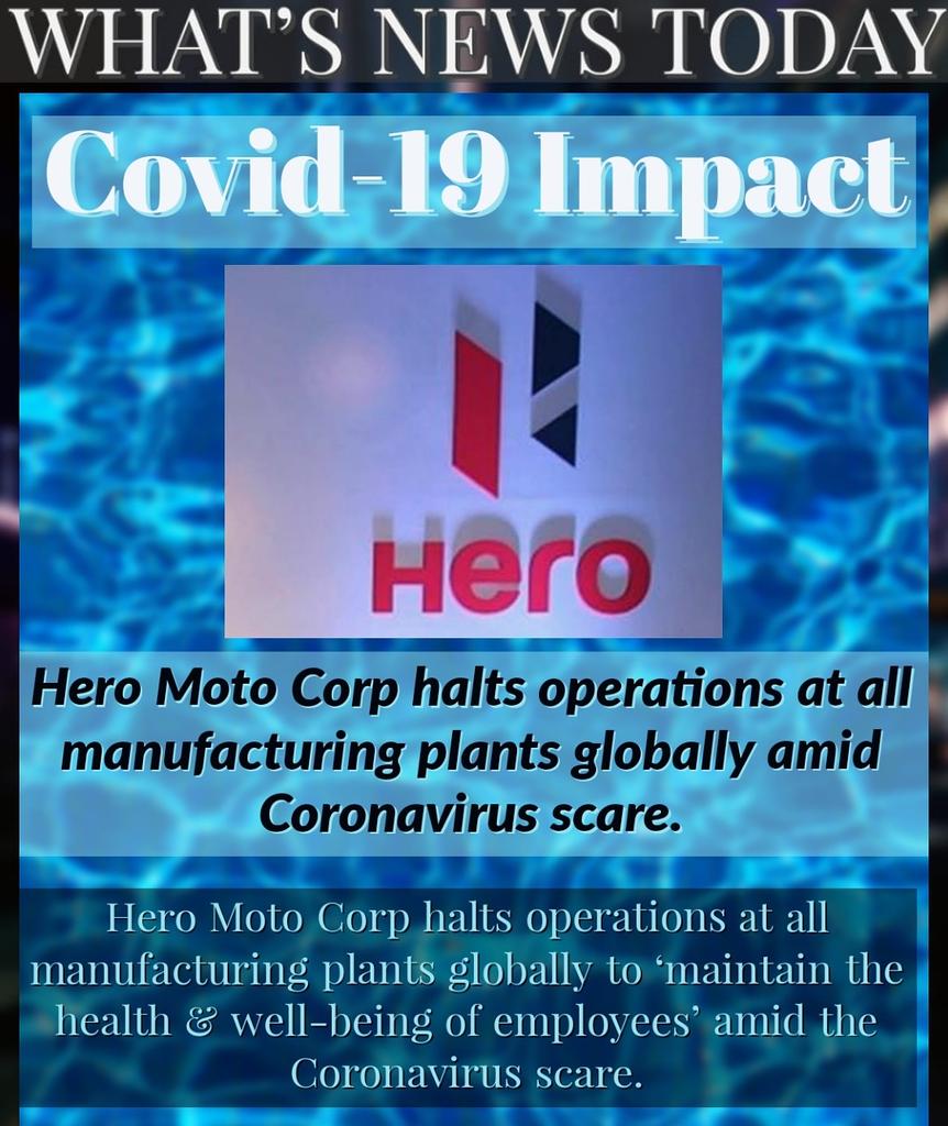 rketing2820's tweet photo. NEWS FOR THE DAY!!!!! Covid-19 Impact
#MaRketingMuni #marketingnewsdaily #news #newsfortheday #businessnews #easyconcepts #easylearning #coronavirus #awareness #hero #herobikes #covid #Covid_19india https://t.co/QvFovpvGqZ