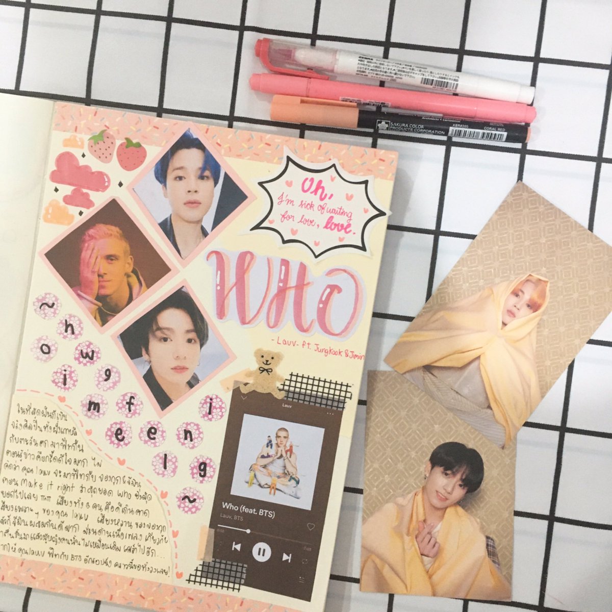 _adoralice52's tweet photo. 終わった! ( ^ω^ )
Who - Lauv ft. Jungkook &amp; Jimin BTS 

ฝาก Studygram,Bujogram หน่อยได้ไหมฮะ ช่วงนี้กำลังแอคทีฟ ig:vvstuview

#kpopbulletjounal #btsbujo #whoftbts https://t.co/S7WiyjbydR