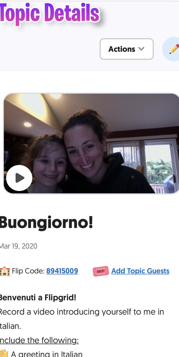 Ms. McLaughlin’s daughter had fun  Ryan recording  a video speaking Italian to her mom’s 8th grade Italian students!