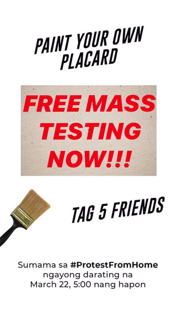 krissel0gr4m's tweet image. #FreeMassTestingNOWPH 
#FreeMassTestingNOWPH 
#FreeMassTestingNOWPH 

#ProtestFromHome 

@whatisabea @krizzienotcrazy @Arellano2Fj @loriegeanexv @poetmoaq