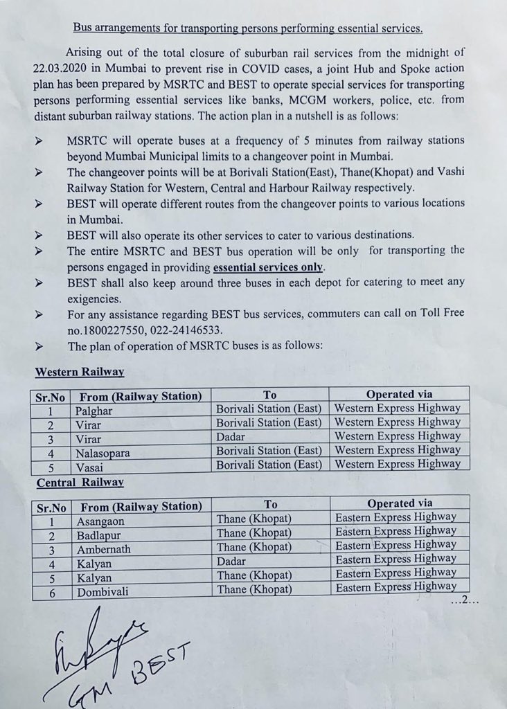 CMOMaharashtra's tweet photo. 🚨 Bus arrangements for transporting persons performing essential services👇🏼 https://t.co/LbfjaWb6w2