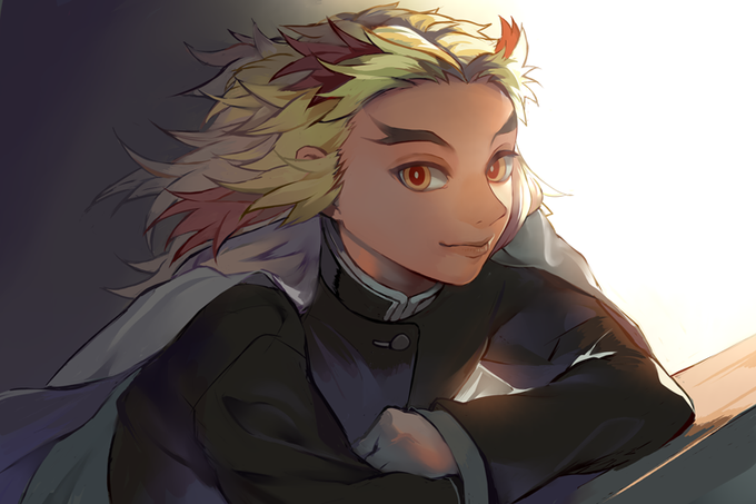 ろむ🔥乗車済さんがTwitterに投稿した煉獄杏寿郎(鬼滅の刃)のイラスト。