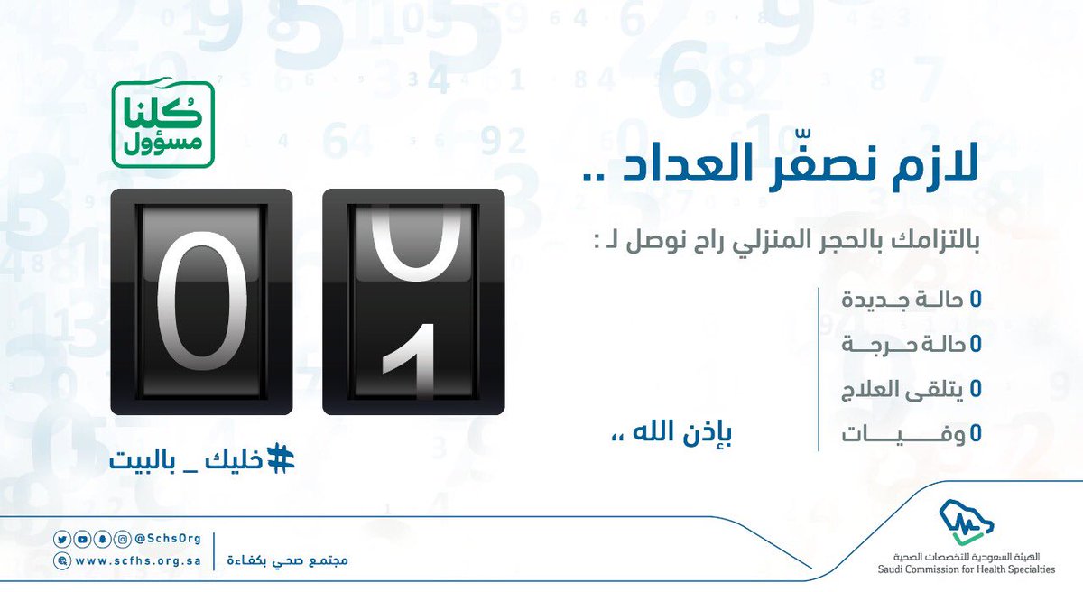 SchsOrg's tweet photo. لازم نصفر العداد .. #كلنا_مسؤول #خليك_بالبيت https://t.co/AIHUeNf3nY