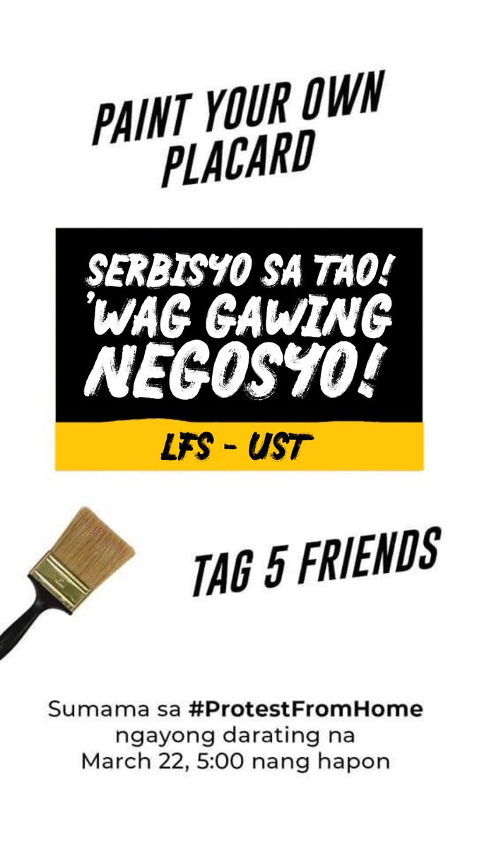 katbascon's tweet image. 🗣 FREE MASS TESTING NOW!
SERBISYO SA TAO, &apos;WAG GAWING NEGOSYO!
OUST DUTERTE! ✊🏼

#protestfromhome