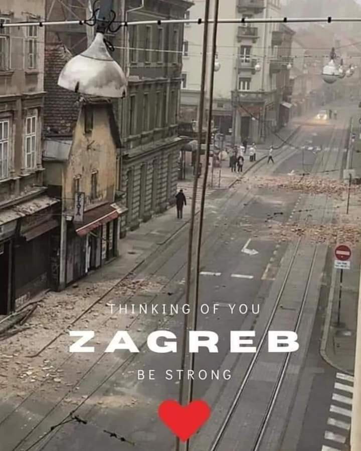 CroatiaInEU's tweet photo. This morning, Zagreb was hit by an earthquake magnitude 5.5 on the Richter scale, strongest in 140 years.

All relevant services are on the ground. People are advised to stay out of their home but at the same time keep their distance and follow the measures related to #COVID19. https://t.co/hlPkvG3NL8